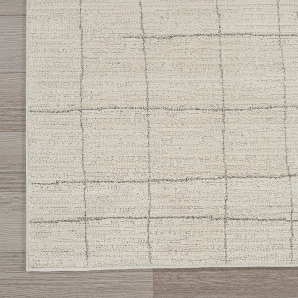 HomeRoots 8' Gray And Ivory Abstract Runner Rug - Durable, Stylish Accent for Hallways, Kitchens & Entryways 533419