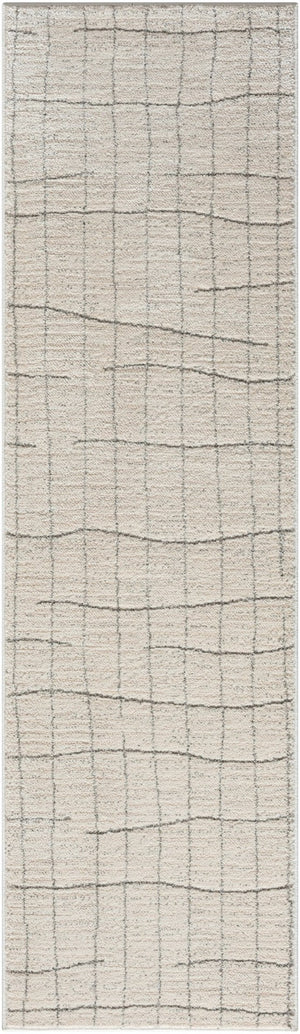 HomeRoots 8' Gray And Ivory Abstract Runner Rug - Durable, Stylish Accent for Hallways, Kitchens & Entryways 533419