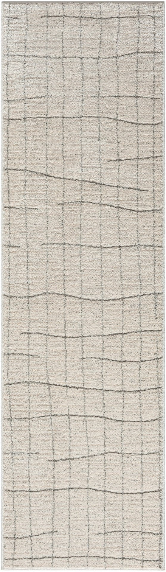 HomeRoots 8' Gray And Ivory Abstract Runner Rug - Durable, Stylish Accent for Hallways, Kitchens & Entryways 533419