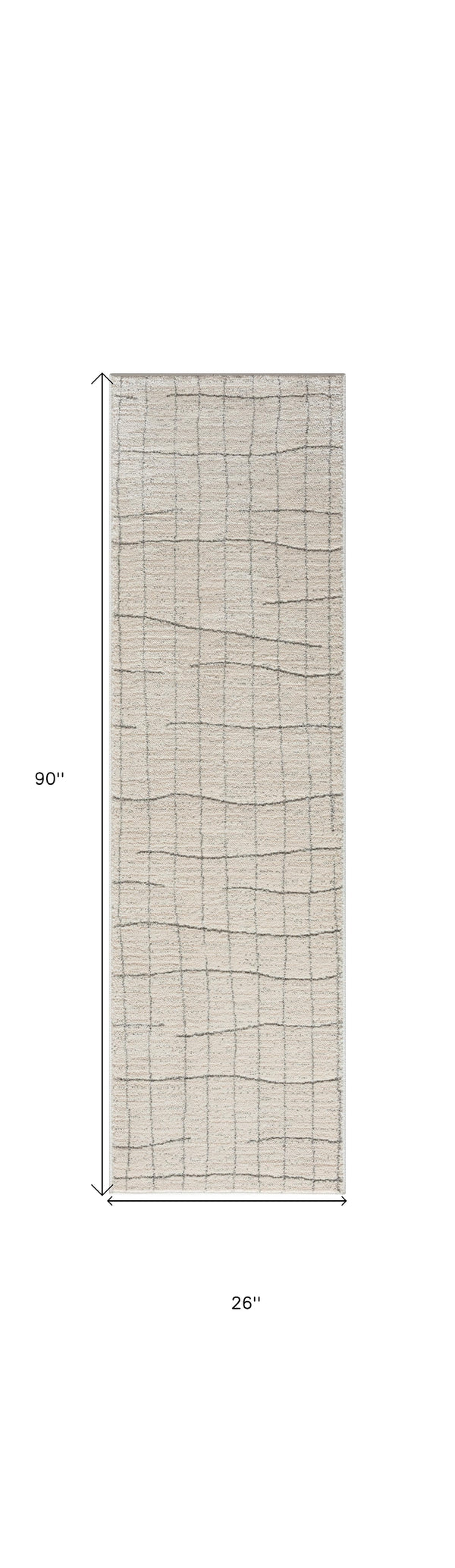 Homeroots 8' Runner Gray And Ivory Abstract Power Loom Runner Rug  Polypropylene,Polyester 533419