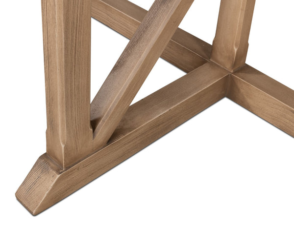 Sarreid Gregorio Half Moon Console Table With Flaky Pine Finish - Stylish Storage & Rustic Charm Tan  53341