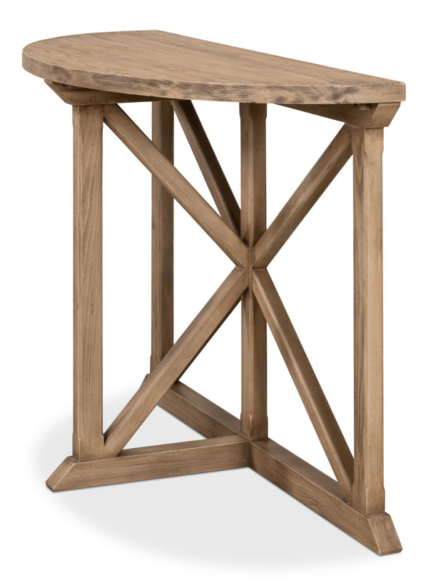 Sarreid Gregorio Half Moon Console Table With Flaky Pine Finish - Stylish Storage & Rustic Charm Tan  53341