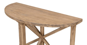 Sarreid Gregorio Half Moon Console Table With Flaky Pine Finish - Stylish Storage & Rustic Charm Tan  53341