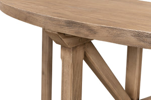 Sarreid Gregorio Half Moon Console Table With Flaky Pine Finish - Stylish Storage & Rustic Charm Tan  53341