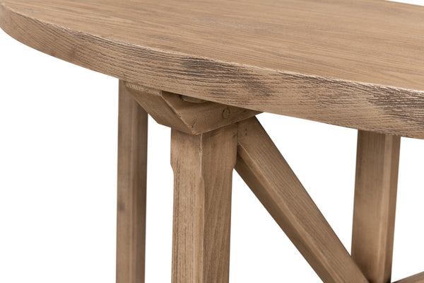 Sarreid Gregorio Half Moon Console Table With Flaky Pine Finish - Stylish Storage & Rustic Charm Tan  53341