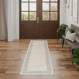 HomeRoots 4' Gray and Ivory Striped Area Rug - Modern Scandinavian Design for Entryways, Bedrooms, and More 8' Runner 533420