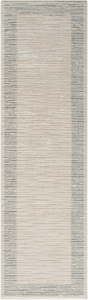 HomeRoots 4' Gray and Ivory Striped Area Rug - Modern Scandinavian Design for Entryways, Bedrooms, and More 8' Runner 533420