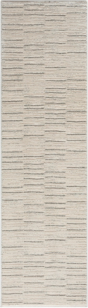 HomeRoots 8' Gray and Ivory Abstract Runner Rug - Modern Design for High-Traffic Areas, Durable & Stylish Décor 533421