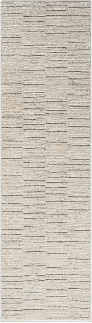 HomeRoots 8' Gray and Ivory Abstract Runner Rug - Modern Design for High-Traffic Areas, Durable & Stylish Décor 533421