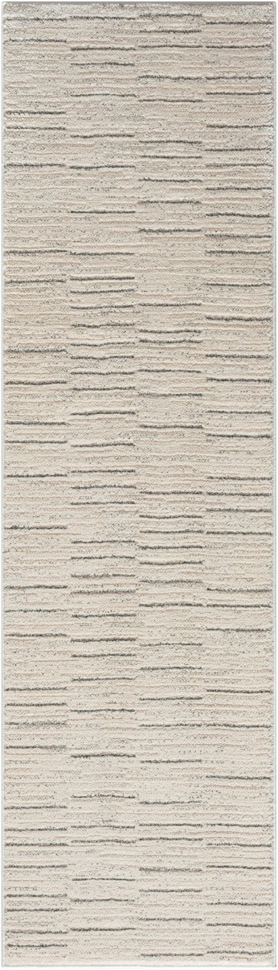 HomeRoots 8' Gray and Ivory Abstract Runner Rug - Modern Design for High-Traffic Areas, Durable & Stylish Décor 533421