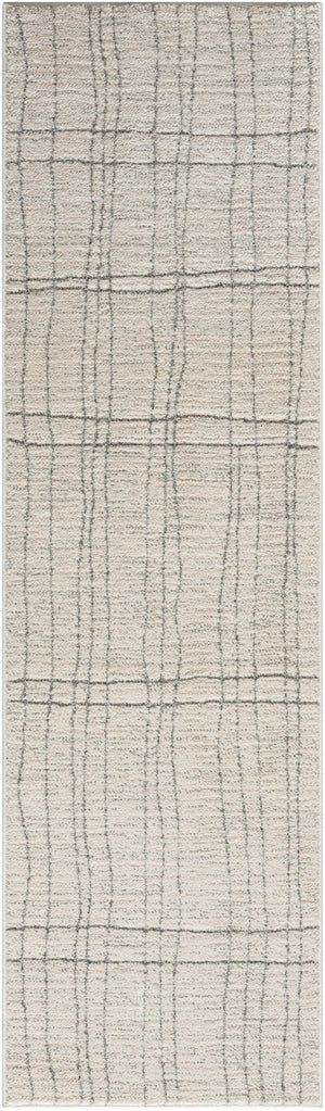 HomeRoots 8' Gray and Ivory Abstract Runner Rug - Stylish, Durable Design for High-Traffic Hallways and Entryways 533422