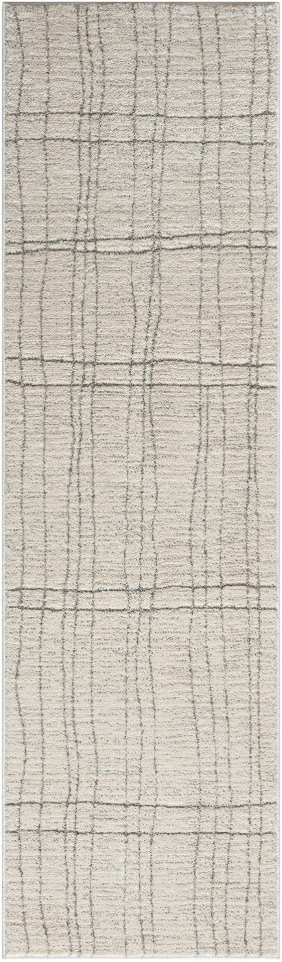 HomeRoots 8' Gray and Ivory Abstract Runner Rug - Stylish, Durable Design for High-Traffic Hallways and Entryways 533422