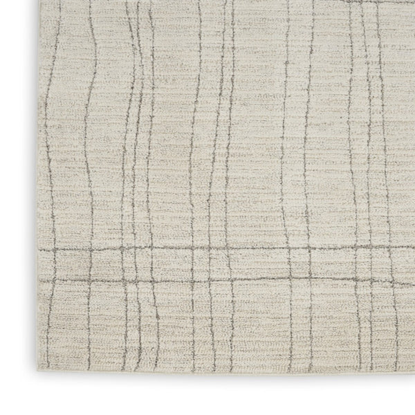 HomeRoots 8' Gray and Ivory Abstract Runner Rug - Stylish, Durable Design for High-Traffic Hallways and Entryways 533422