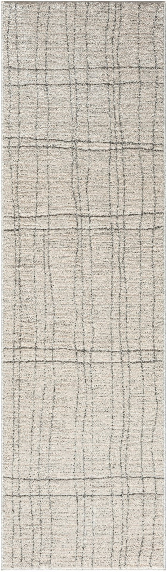 HomeRoots 8' Gray and Ivory Abstract Runner Rug - Stylish, Durable Design for High-Traffic Hallways and Entryways 533422