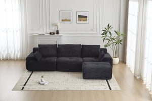 English Elm Modern Memory Foam Compressed Sofa — Pet-Friendly Corduroy Modular Sectional, Cloud-Like Comfort, No Assembly Black W3723S00010