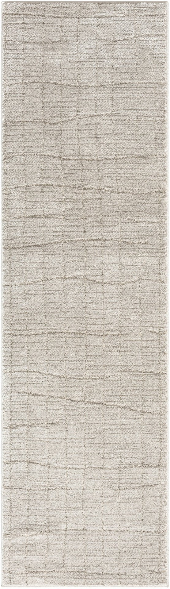HomeRoots 8' Beige and Gray Abstract Runner Rug - Durable, Stylish, Perfect for Hallways and High-Traffic Areas 533423