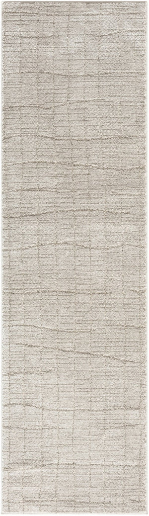 HomeRoots 8' Beige and Gray Abstract Runner Rug - Durable, Stylish, Perfect for Hallways and High-Traffic Areas 533423