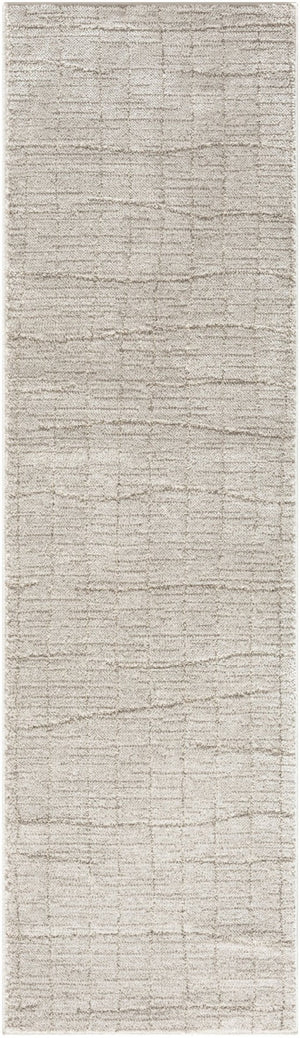HomeRoots 8' Beige and Gray Abstract Runner Rug - Durable, Stylish, Perfect for Hallways and High-Traffic Areas 533423