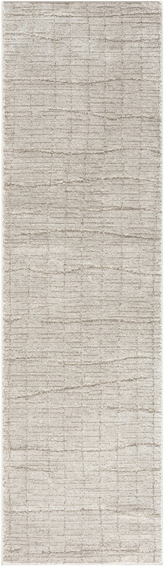 HomeRoots 8' Beige and Gray Abstract Runner Rug - Durable, Stylish, Perfect for Hallways and High-Traffic Areas 533423