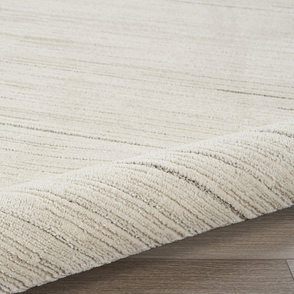 HomeRoots 8' Gray and Ivory Abstract Runner Rug - Modern Power-Loomed Design for Hallways, Kitchens & More! 533425