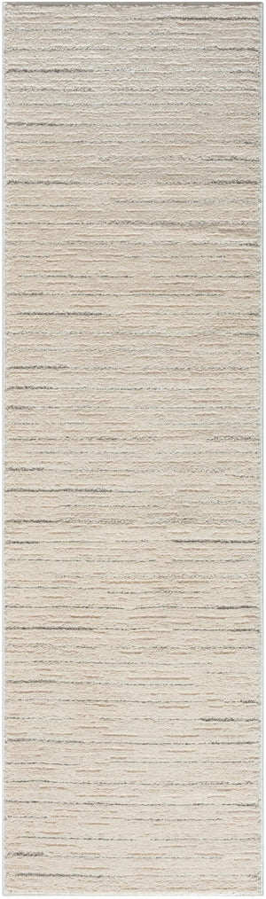 HomeRoots 8' Gray and Ivory Abstract Runner Rug - Modern Power-Loomed Design for Hallways, Kitchens & More! 533425