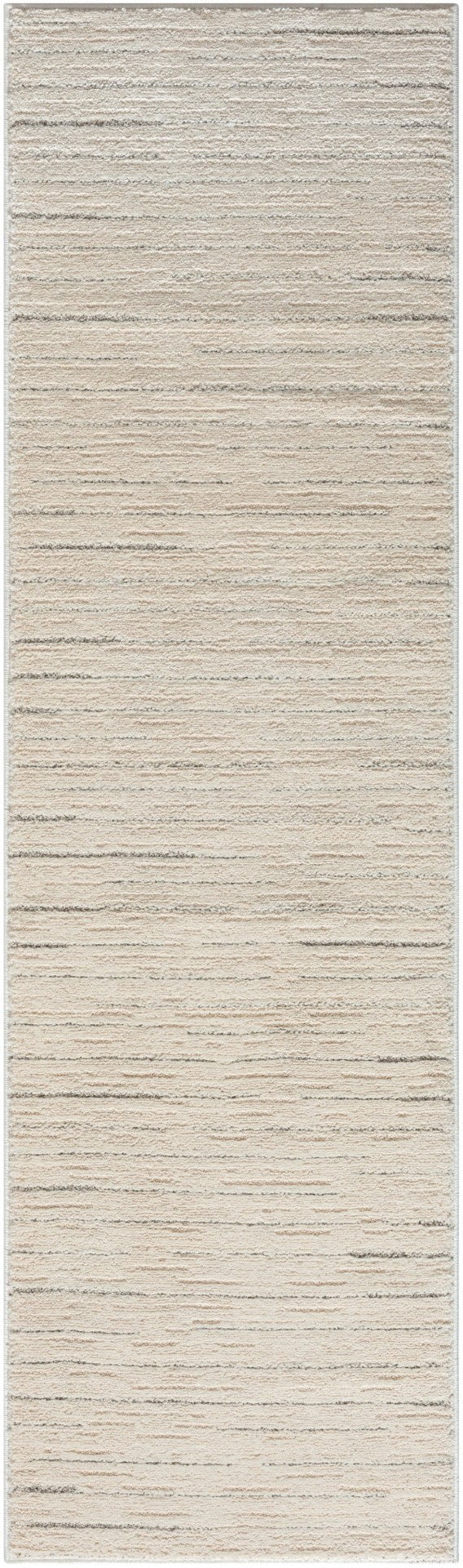 HomeRoots 8' Gray and Ivory Abstract Runner Rug - Modern Power-Loomed Design for Hallways, Kitchens & More! 533425