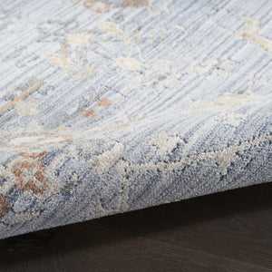 Homeroots 3' X 5' Blue And Ivory Oriental Power Loom Distressed Area Rug With Fringe  Polyester 533428