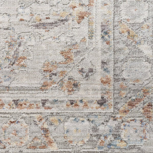 HomeRoots 8' X 10' Elegant Ivory and Blue Oriental Area Rug - Power Loomed, Distressed with Fringe Design 533436