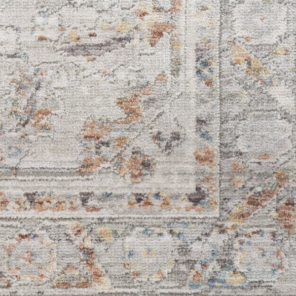 HomeRoots 8' X 10' Elegant Ivory and Blue Oriental Area Rug - Power Loomed, Distressed with Fringe Design 533436
