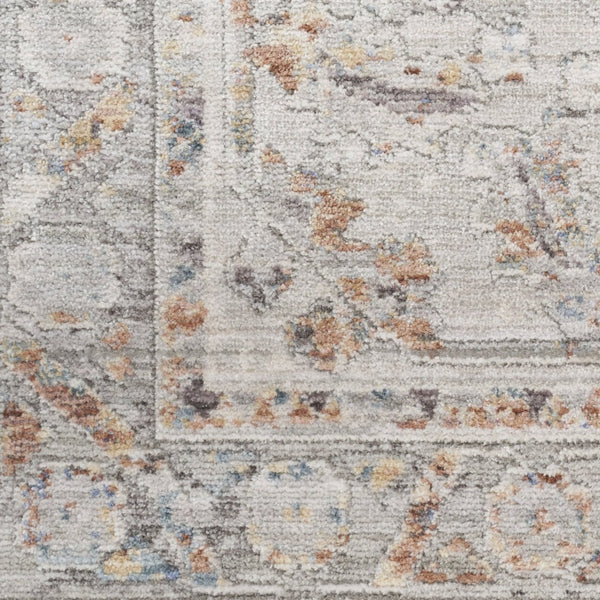 HomeRoots 8' X 10' Elegant Ivory and Blue Oriental Area Rug - Power Loomed, Distressed with Fringe Design 533436