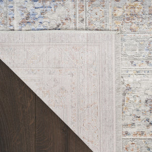 Homeroots 8' X 10' Ivory And Blue Oriental Power Loom Distressed Area Rug With Fringe  Polyester 533436