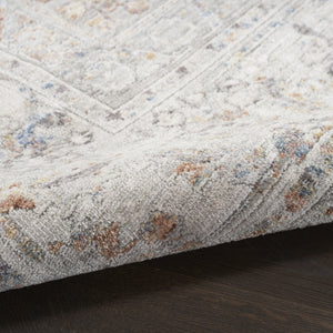 Homeroots 8' X 10' Ivory And Blue Oriental Power Loom Distressed Area Rug With Fringe  Polyester 533436