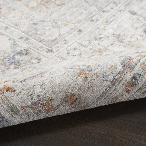 Homeroots 8' X 10' Ivory And Blue Oriental Power Loom Distressed Area Rug With Fringe  Polyester 533436