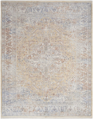 Homeroots 8' X 10' Gray And Gold Oriental Power Loom Distressed Area Rug With Fringe  Polyester 533437