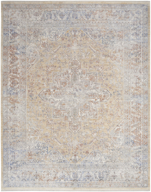 Homeroots 8' X 10' Gray And Gold Oriental Power Loom Distressed Area Rug With Fringe  Polyester 533437