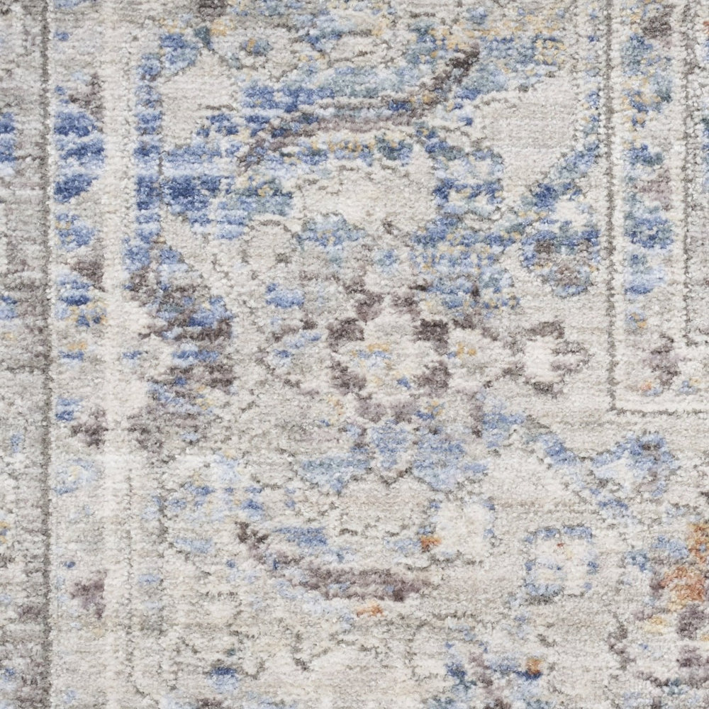 HomeRoots 8' Elegant Gray and Gold Oriental Power Loom Distressed Area Rug with Classic Fringe Detail 8' X 10' 533437