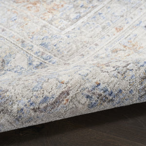 HomeRoots 8' Elegant Gray and Gold Oriental Power Loom Distressed Area Rug with Classic Fringe Detail 8' X 10' 533437