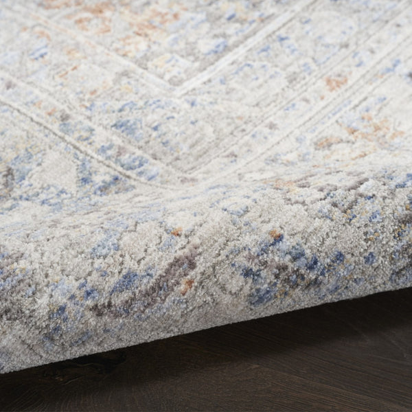 HomeRoots 8' Elegant Gray and Gold Oriental Power Loom Distressed Area Rug with Classic Fringe Detail 8' X 10' 533437