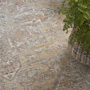 HomeRoots 8' Elegant Gray and Gold Oriental Power Loom Distressed Area Rug with Classic Fringe Detail 8' X 10' 533437