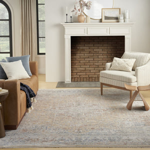 HomeRoots 8' Elegant Gray and Gold Oriental Power Loom Distressed Area Rug with Classic Fringe Detail 8' X 10' 533437