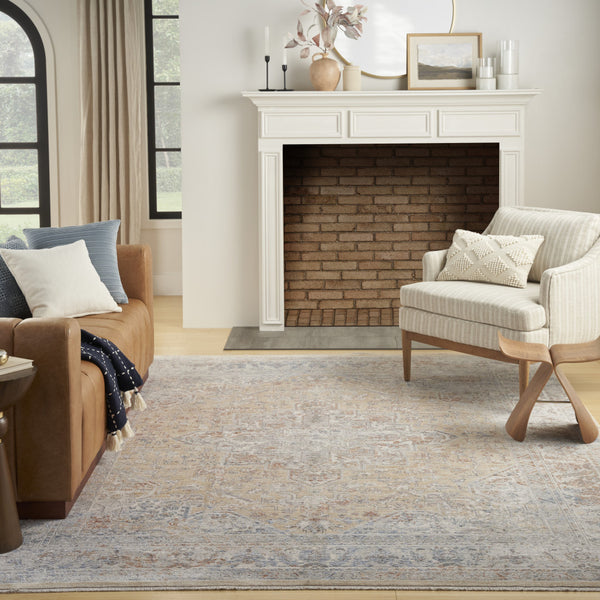 Homeroots 8' X 10' Gray And Gold Oriental Power Loom Distressed Area Rug With Fringe  Polyester 533437