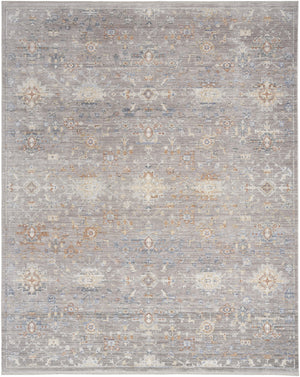 Homeroots 8' X 10' Ivory Blue And Gray Oriental Power Loom Distressed Area Rug With Fringe  Polyester 533438