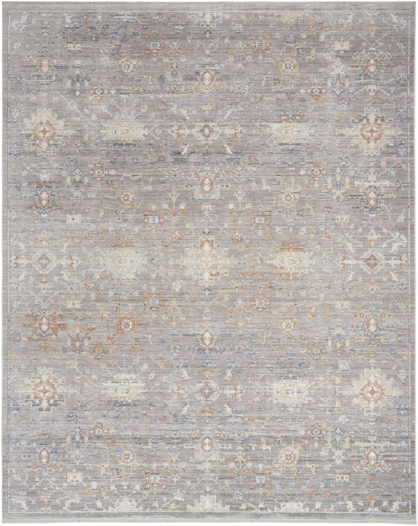 Homeroots 8' X 10' Ivory Blue And Gray Oriental Power Loom Distressed Area Rug With Fringe  Polyester 533438