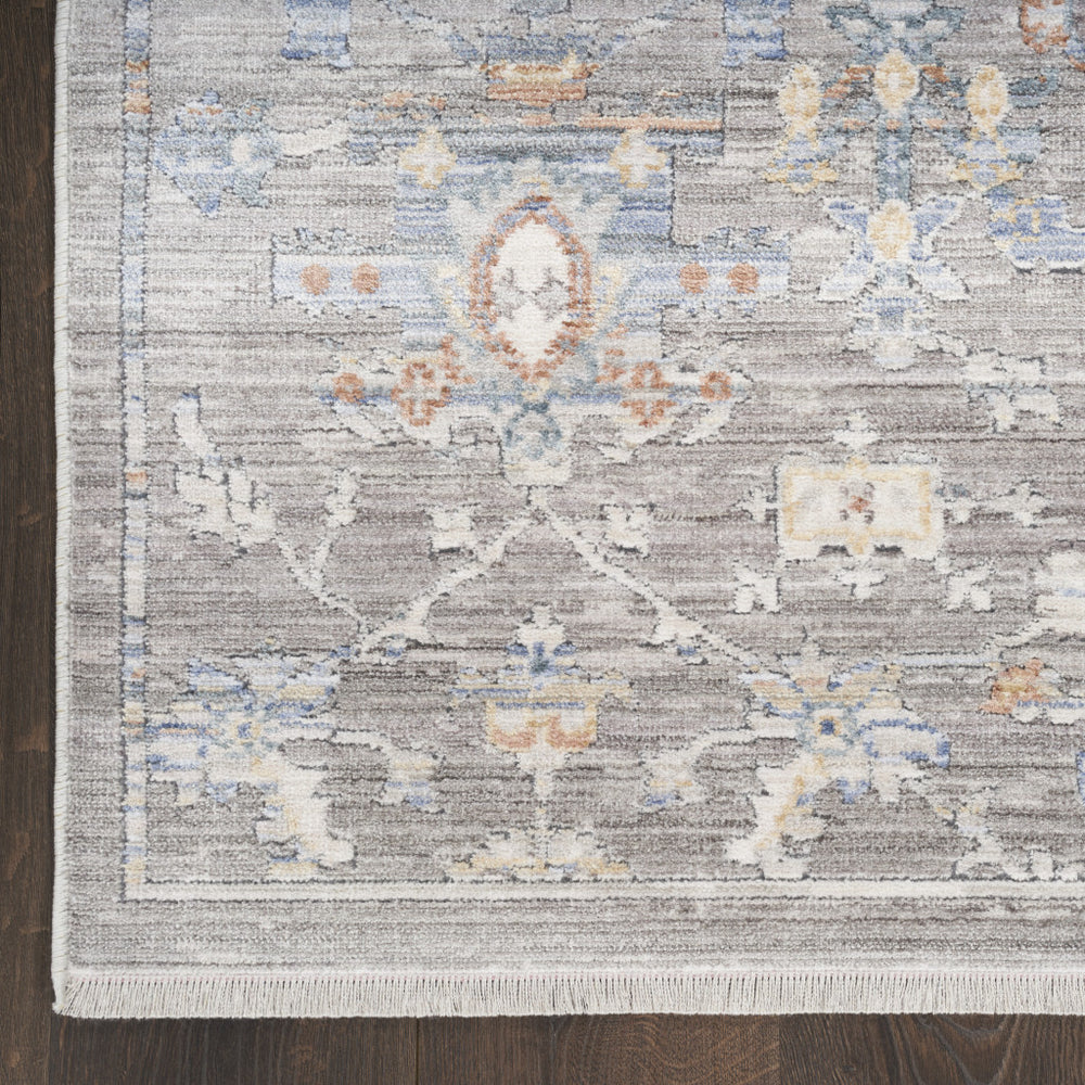 Homeroots 8' X 10' Ivory Blue And Gray Oriental Power Loom Distressed Area Rug With Fringe  Polyester 533438