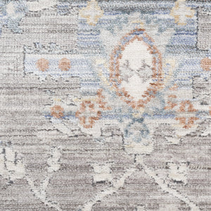 Homeroots 8' X 10' Ivory Blue And Gray Oriental Power Loom Distressed Area Rug With Fringe  Polyester 533438