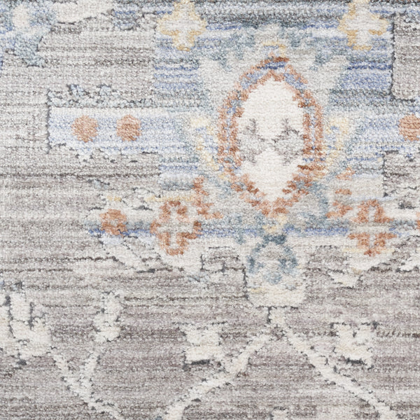 Homeroots 8' X 10' Ivory Blue And Gray Oriental Power Loom Distressed Area Rug With Fringe  Polyester 533438