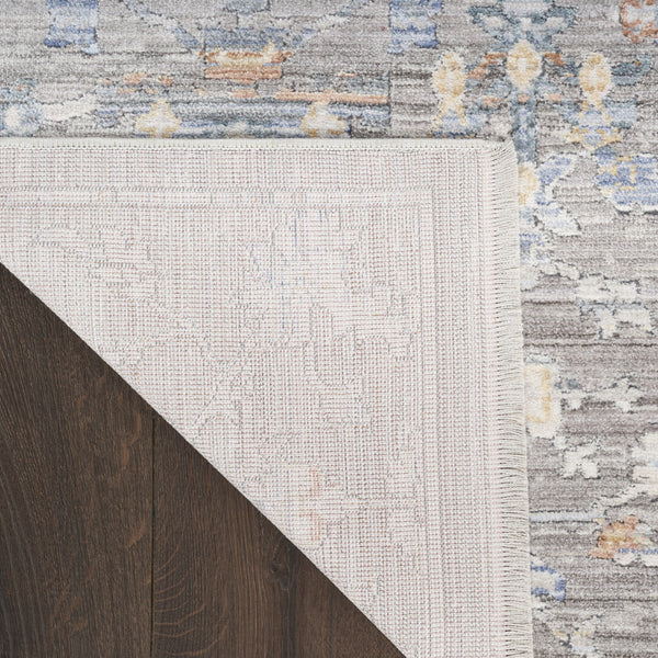 Homeroots 8' X 10' Ivory Blue And Gray Oriental Power Loom Distressed Area Rug With Fringe  Polyester 533438