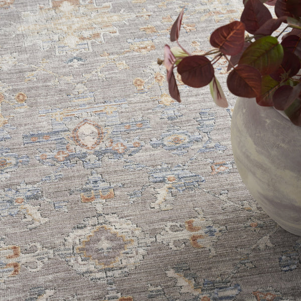 Homeroots 8' X 10' Ivory Blue And Gray Oriental Power Loom Distressed Area Rug With Fringe  Polyester 533438