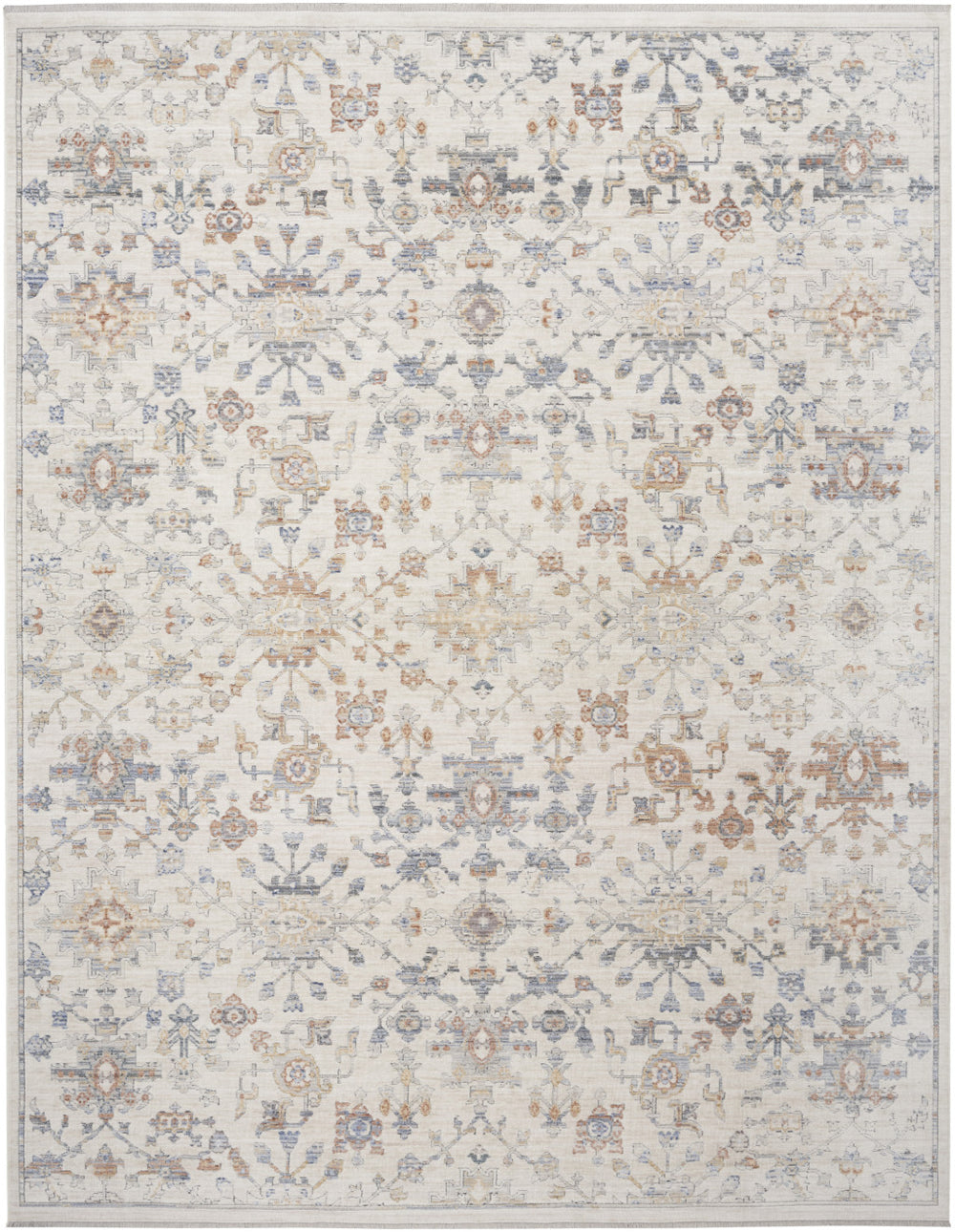 Homeroots 8' X 10' Ivory And Gray Oriental Power Loom Distressed Area Rug With Fringe  Polyester 533439