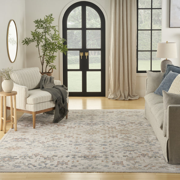 Homeroots 8' X 10' Ivory And Gray Oriental Power Loom Distressed Area Rug With Fringe  Polyester 533439